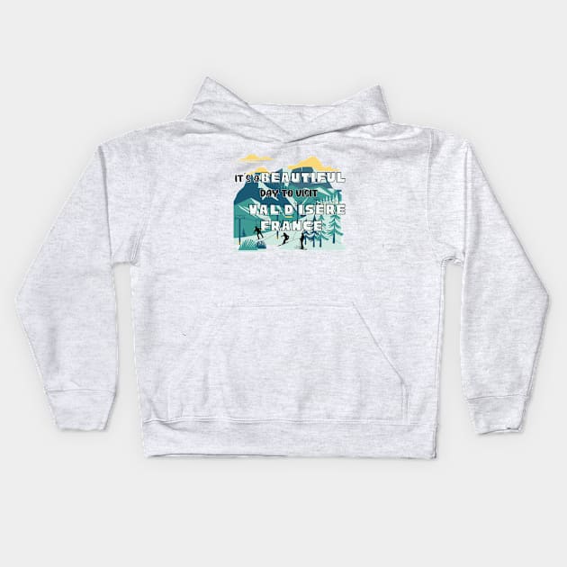 Travel to beautiful Val d’Isère in France. Gift ideas for the travel enthusiast available on t-shirts, stickers, mugs, and phone cases, among other things. Kids Hoodie by Papilio Art